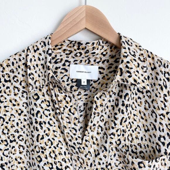 Current/Elliott Gold Leopard Print Derby Button-Up Shirt - Picture 5 of 10